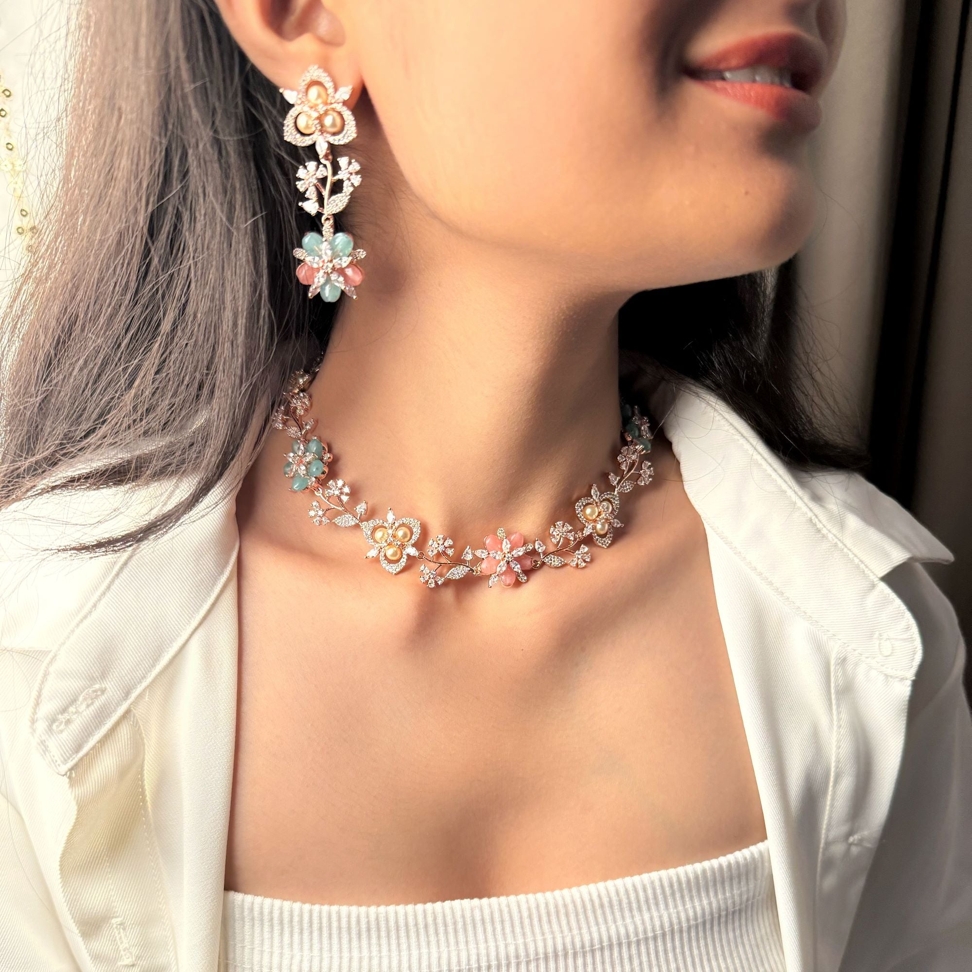 Pihu Pastel Colour Designer Necklace Set