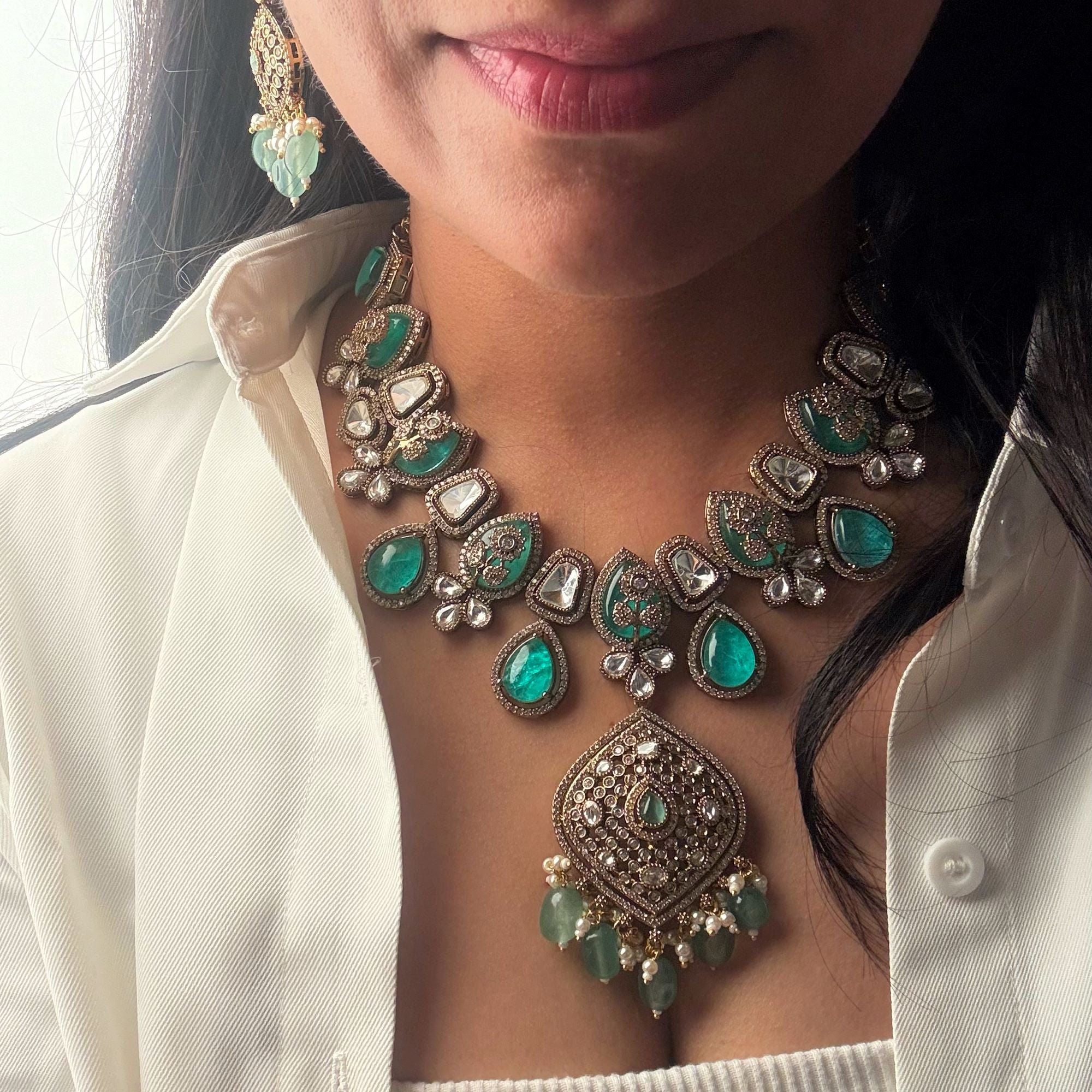 Angelina Polki Fusion Necklace Set