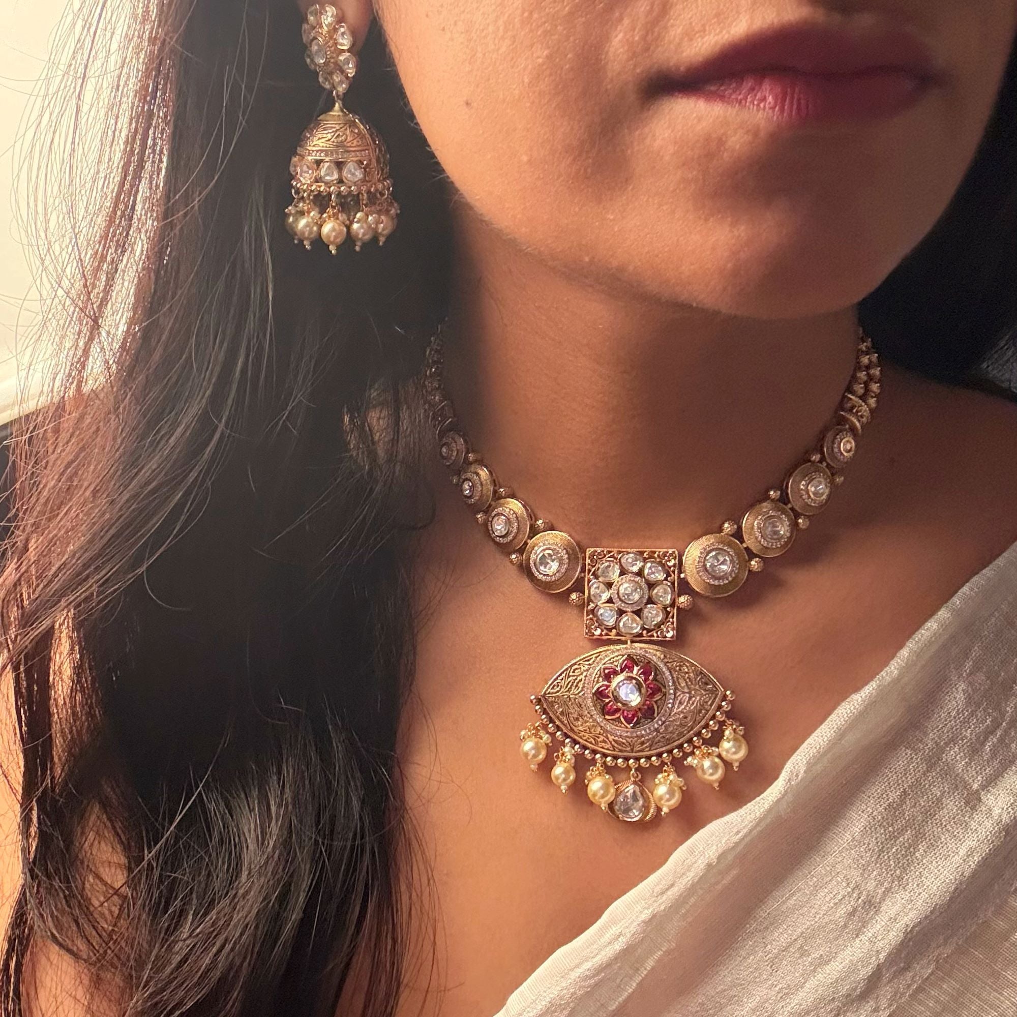 Koyal Polki Designer Necklace Set
