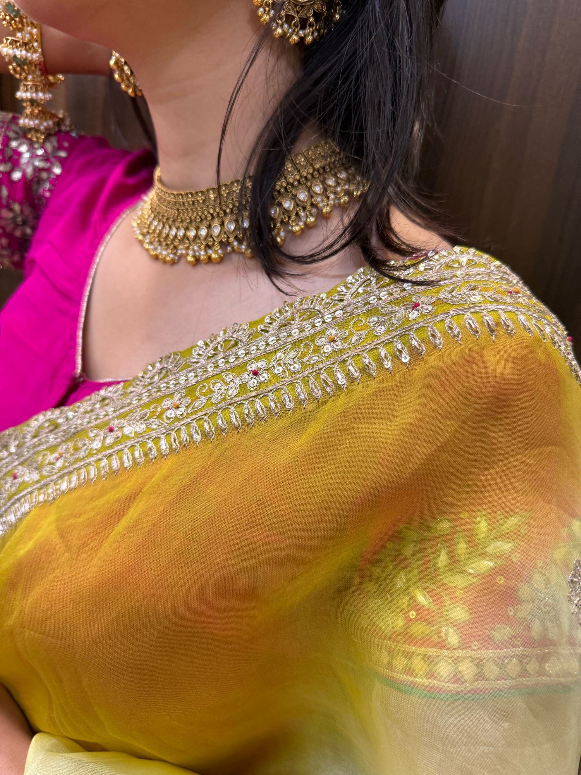Yellow Kora Embroidered Designer Border Saree