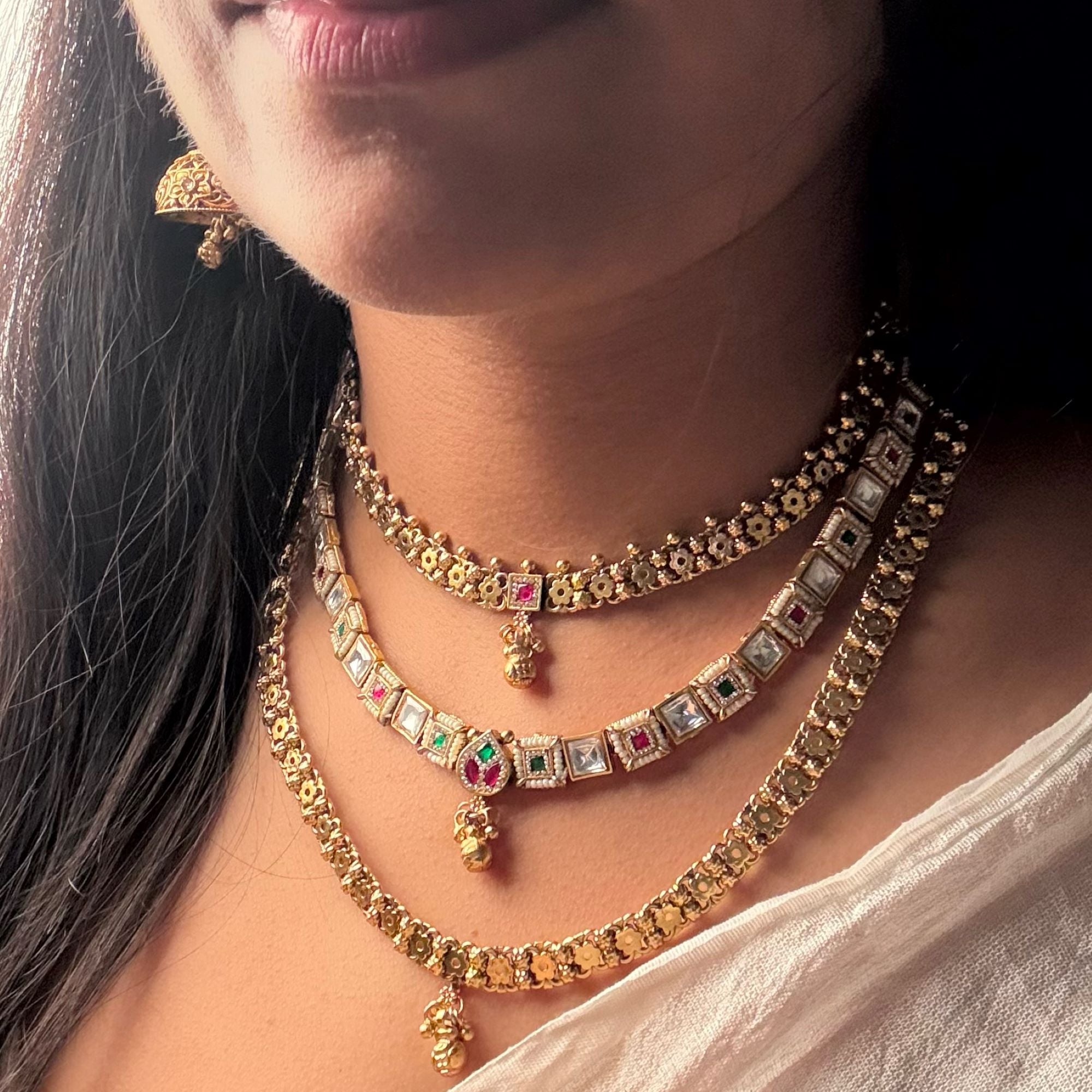 Vantika Antique Triple Layered Necklace Set