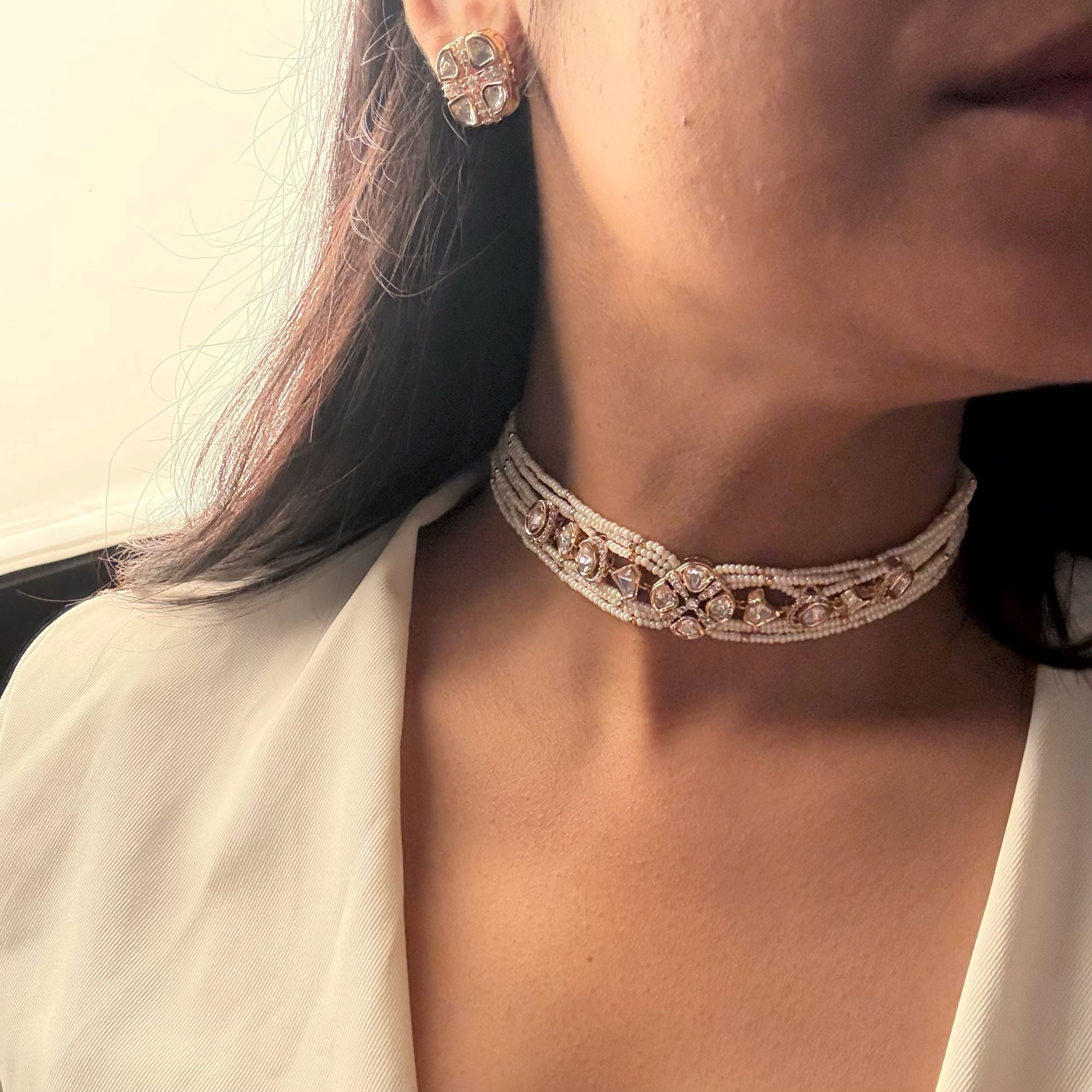Reshu Pearl Polki Choker Set