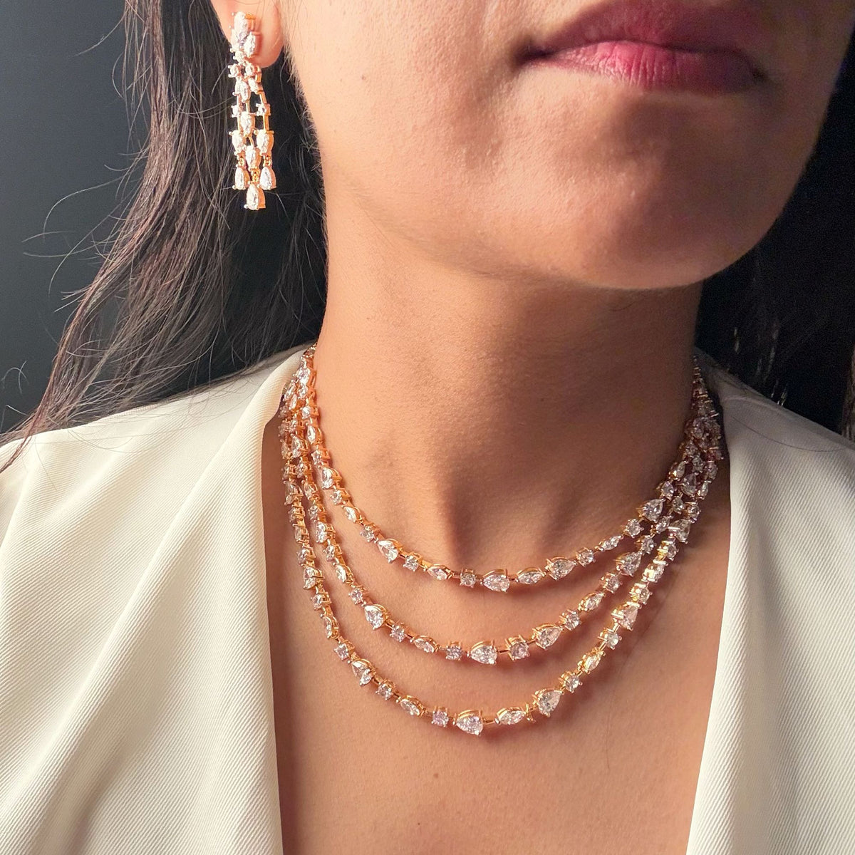 Triya CZ Layered Necklace Set