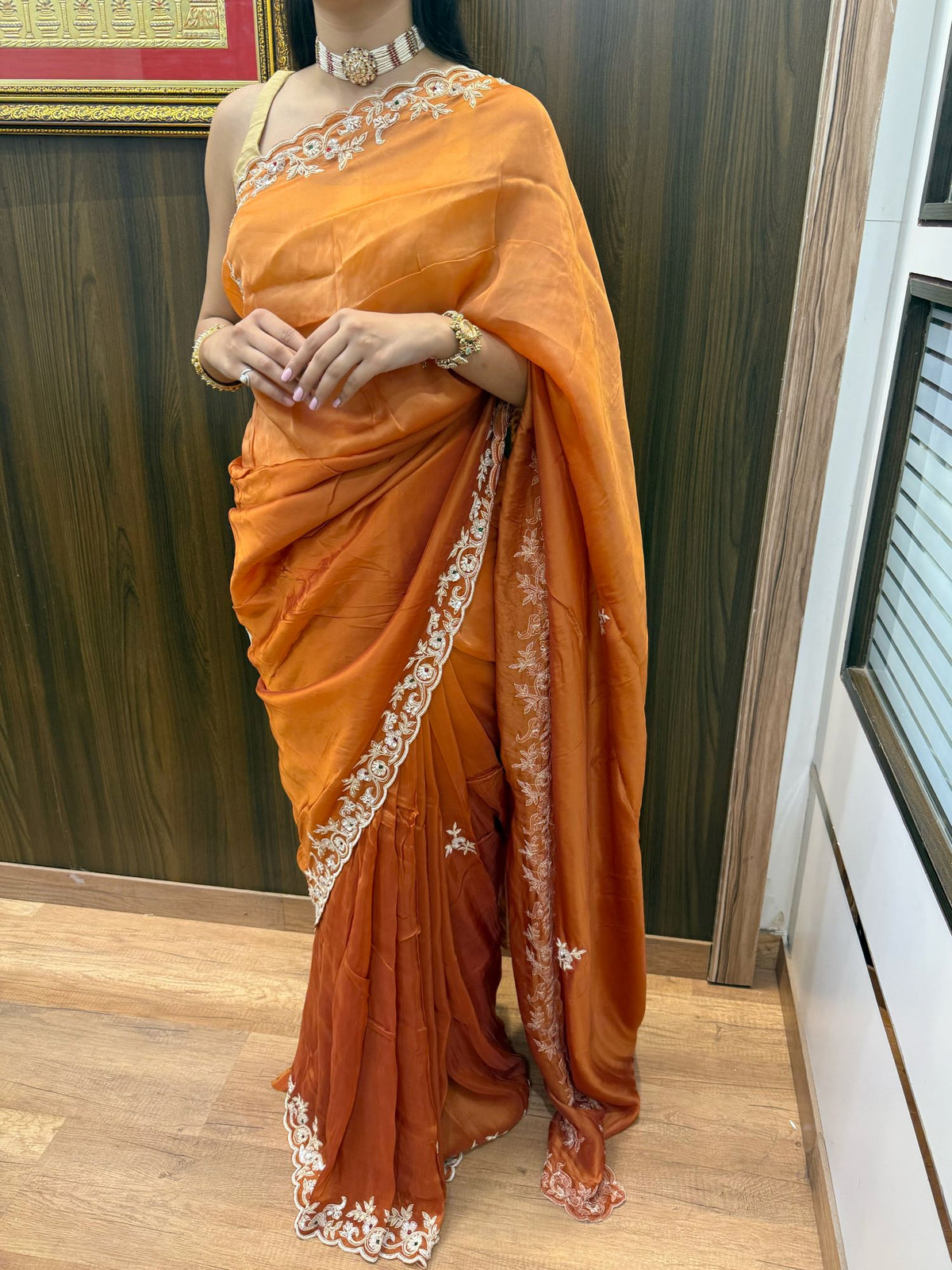 Sheena Rust Orange Colour Saree