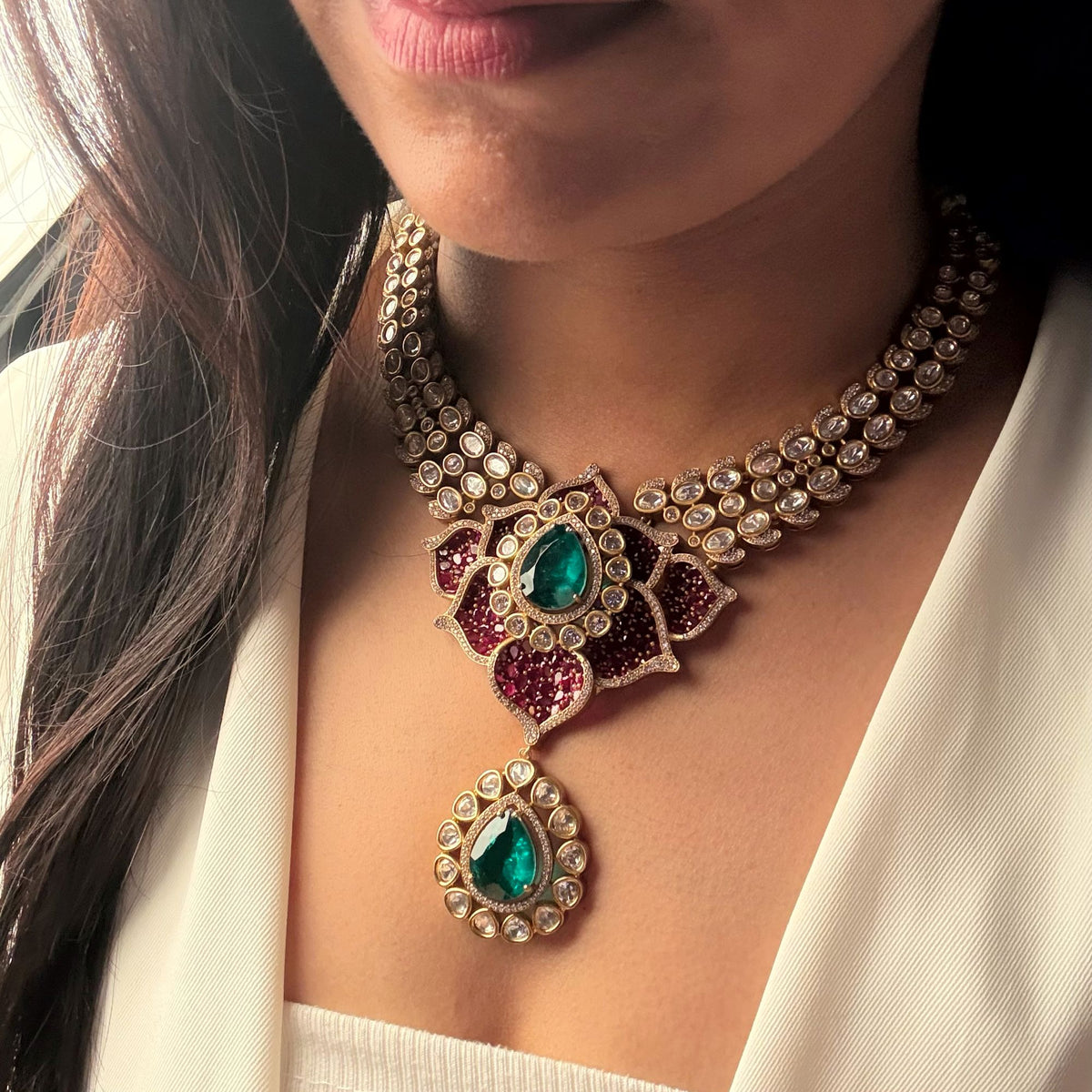 Saheli Moissanite Designer Necklace Set