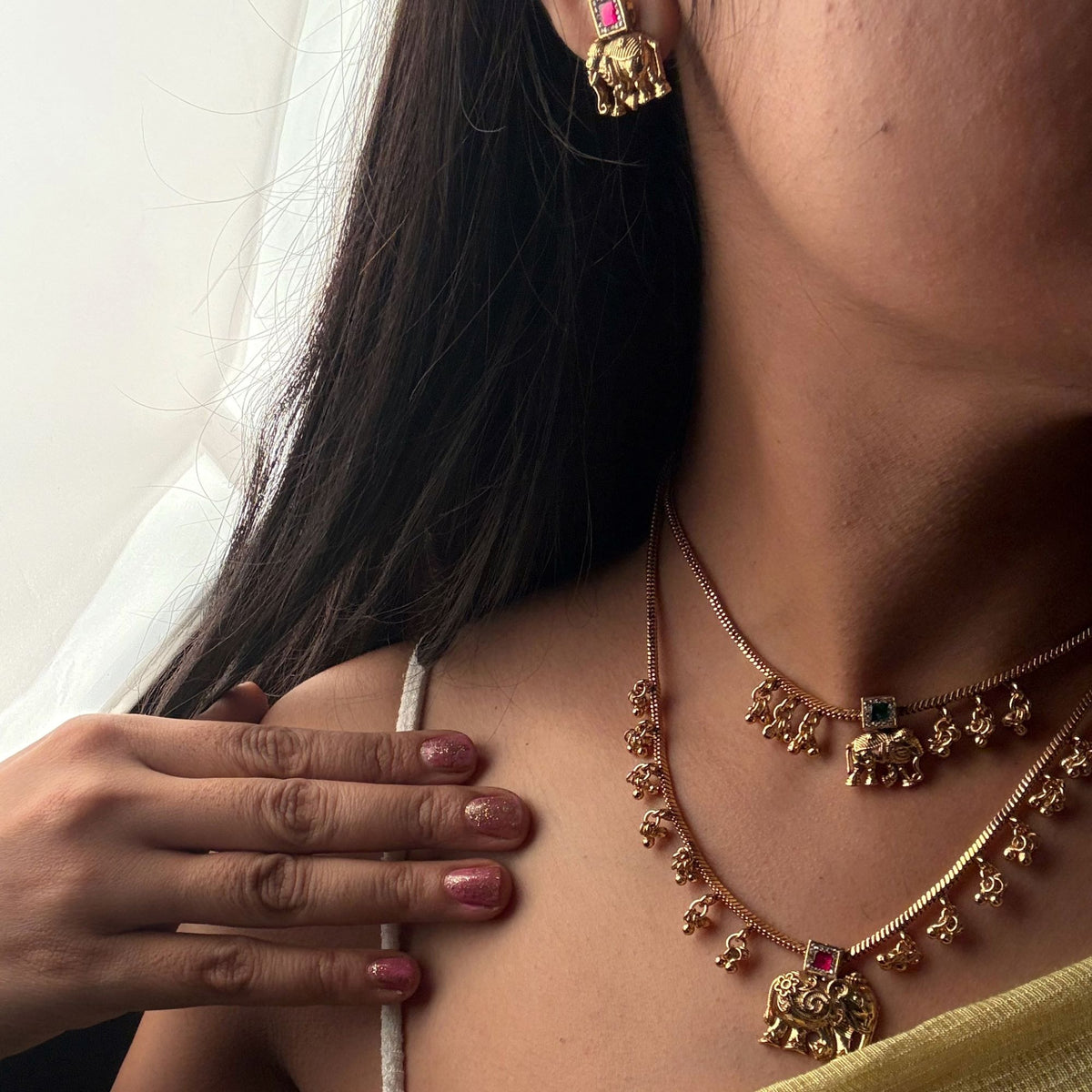 Gaja Antique Layered Necklace Set