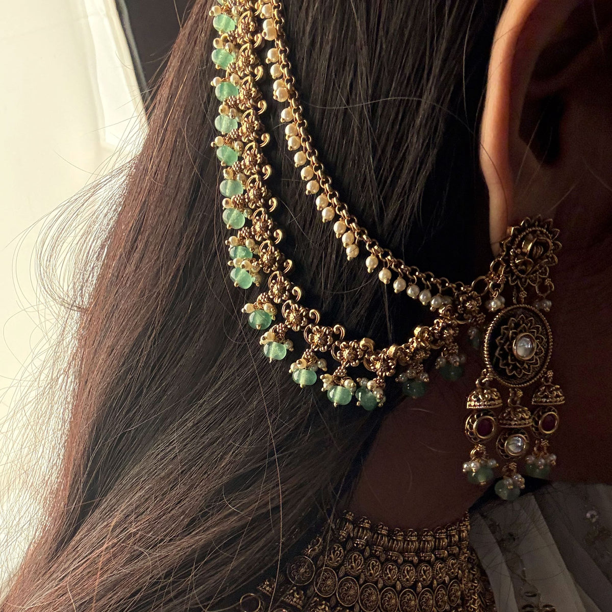 Preeti Antique Designer Ear Chains