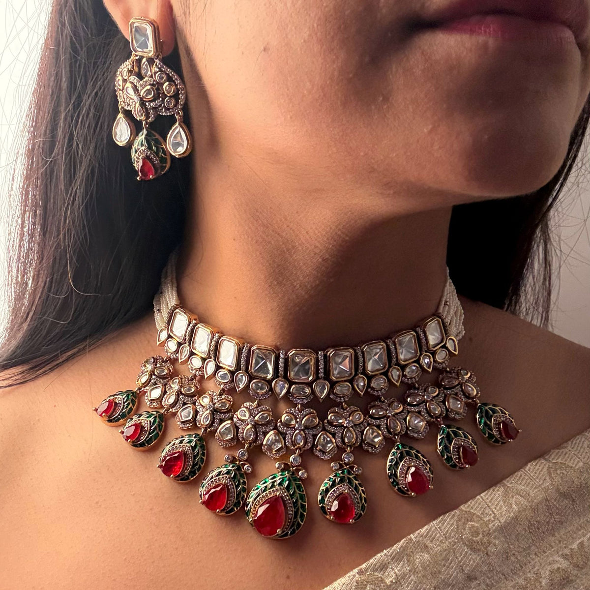 Yaniki Polki Bridal Choker Set