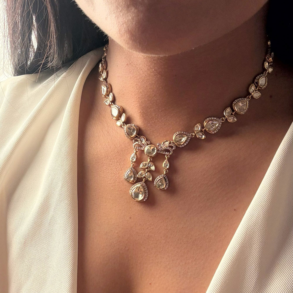 Kashna Moissanite Polki Necklace Set