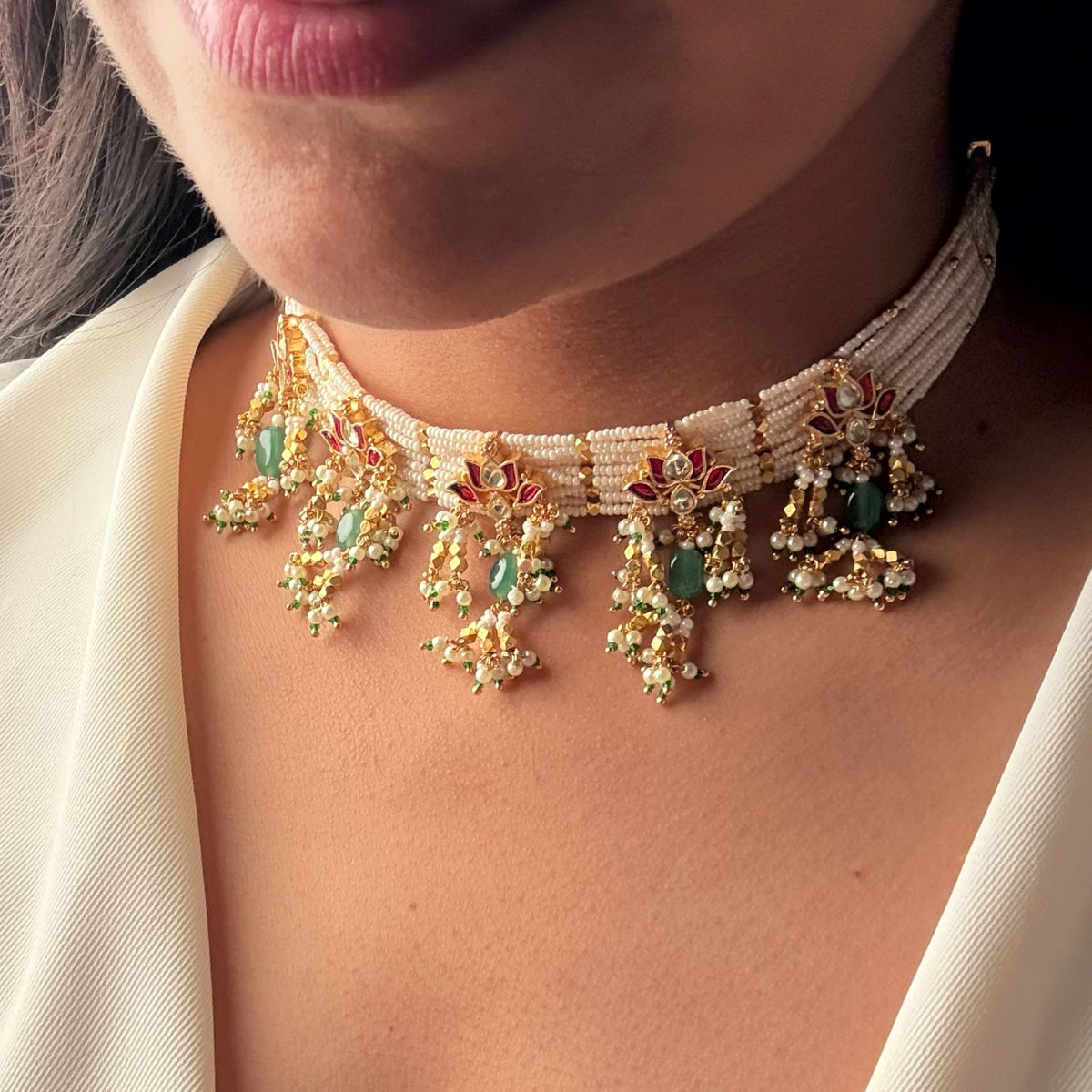 Hiya Paachi Kundan Choker Set