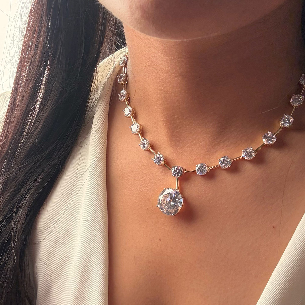 Stephy CZ Solitaire Necklace Set