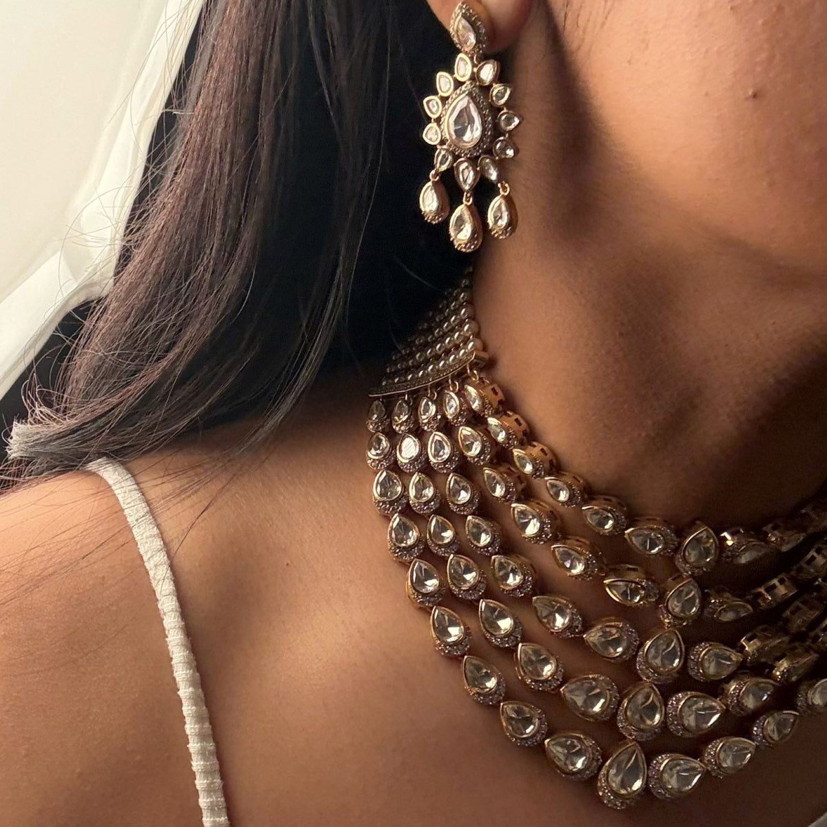 Yogita Moissanite Polki Layered Necklace Set