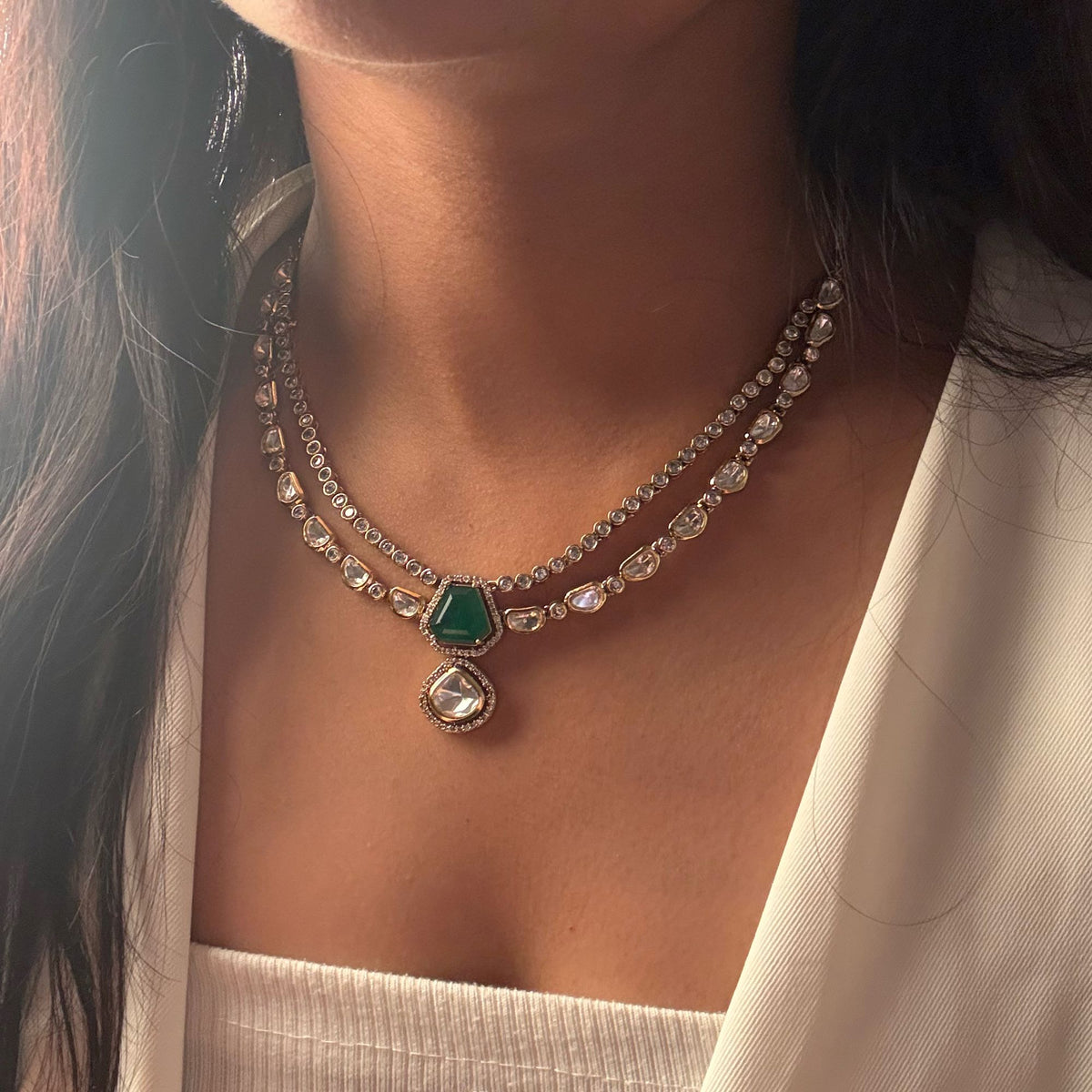 Kaavi Polki Layered Necklace Set