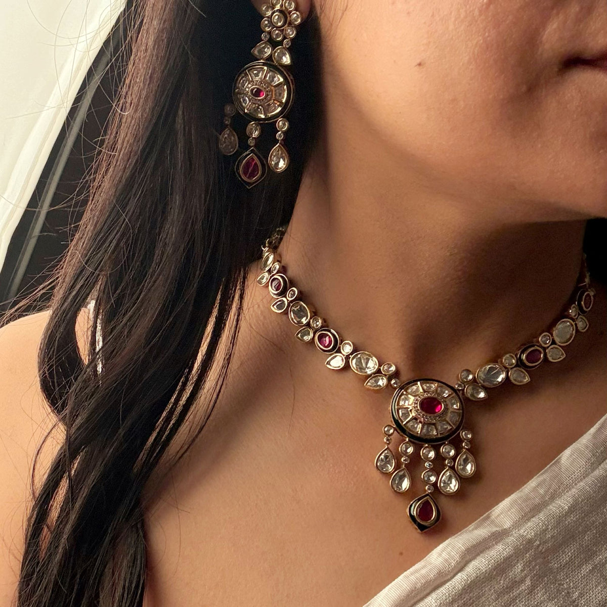 Rabia Polki Designer Necklace Set