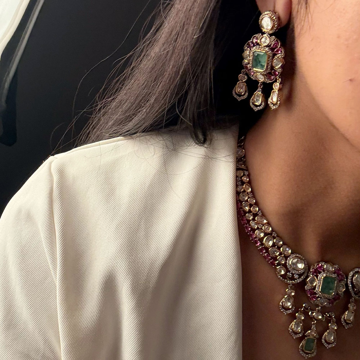 Tarasha Polki Designer Necklace Set