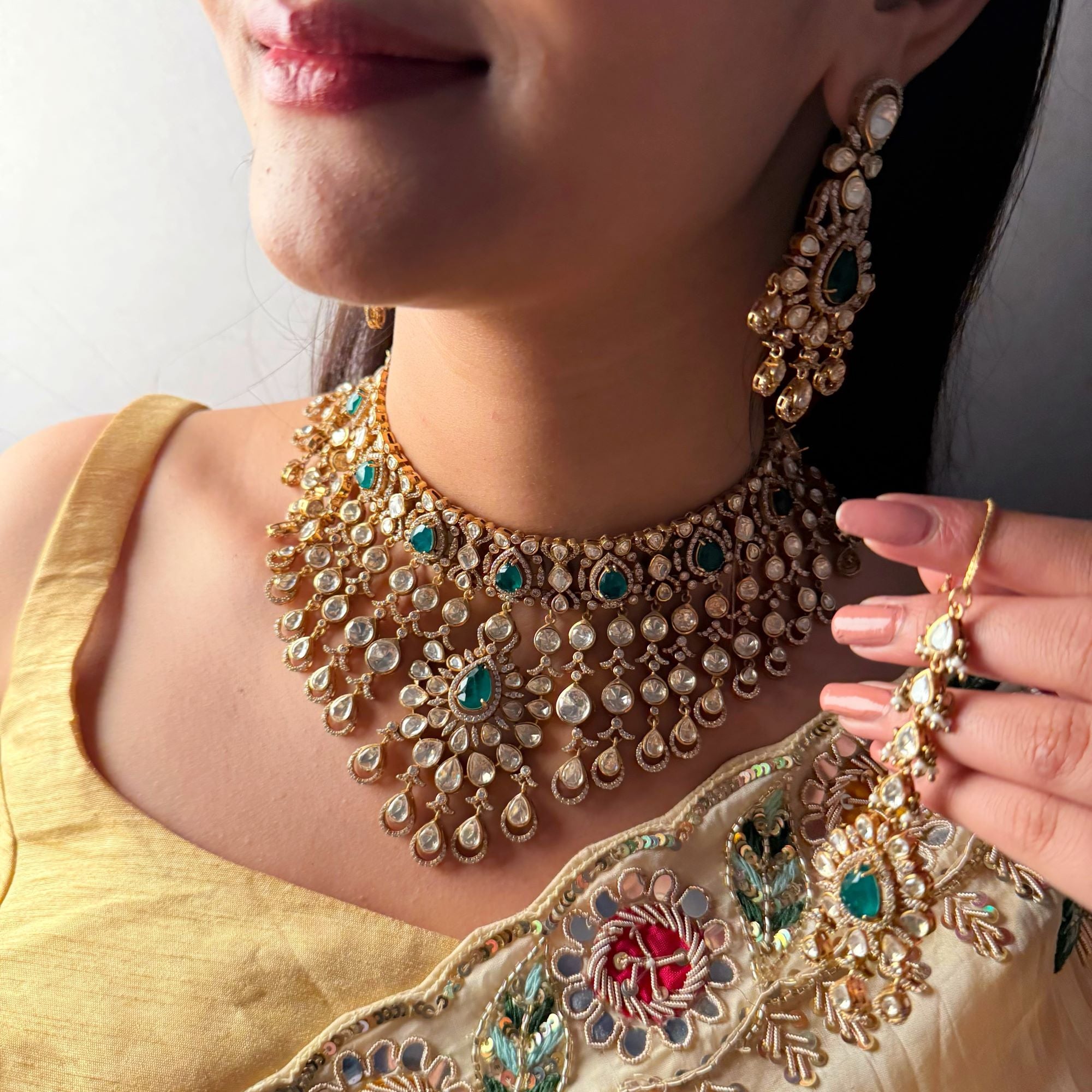 Saraswati Moissanite Bridal Choker Set