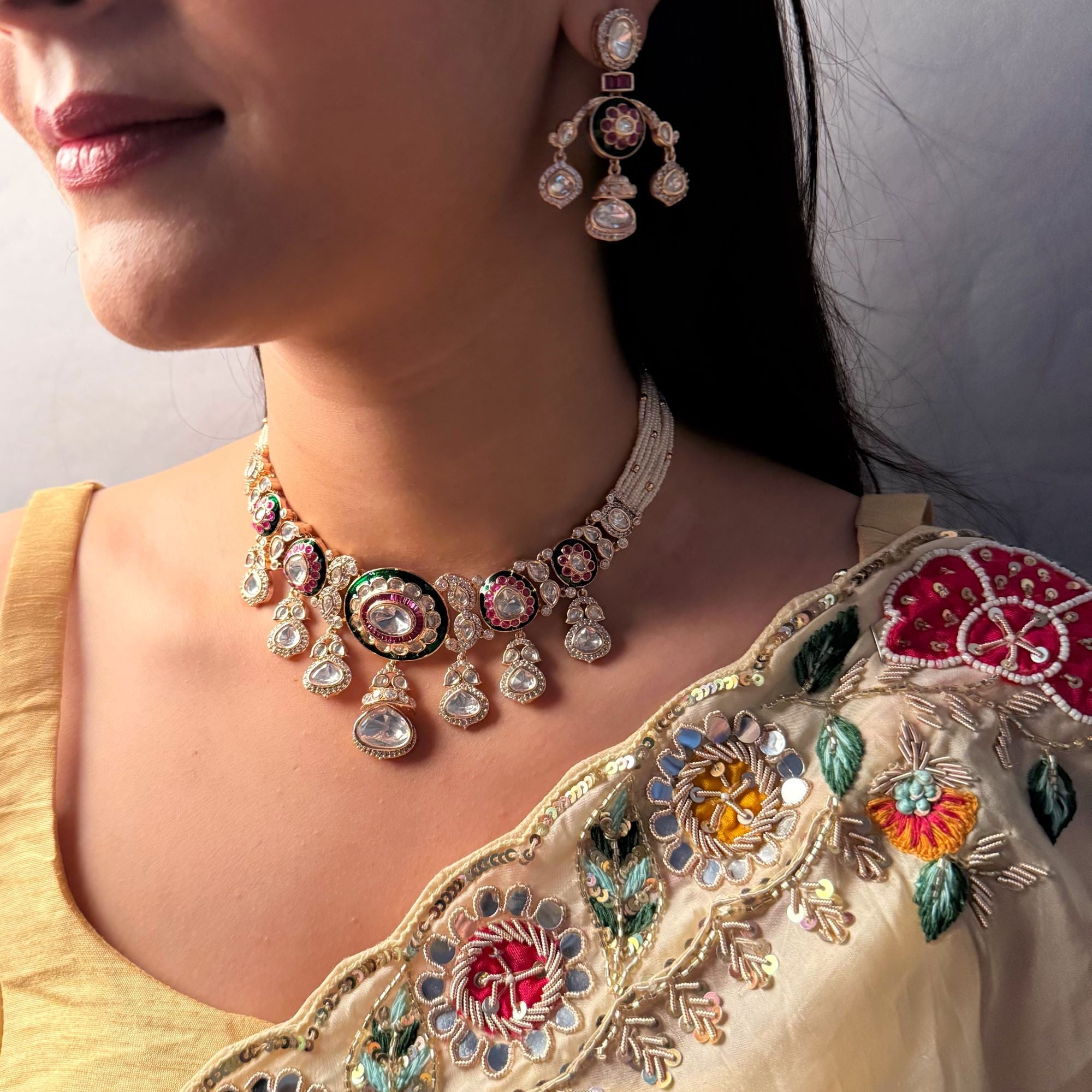 Shubhra Polki Designer Choker Set