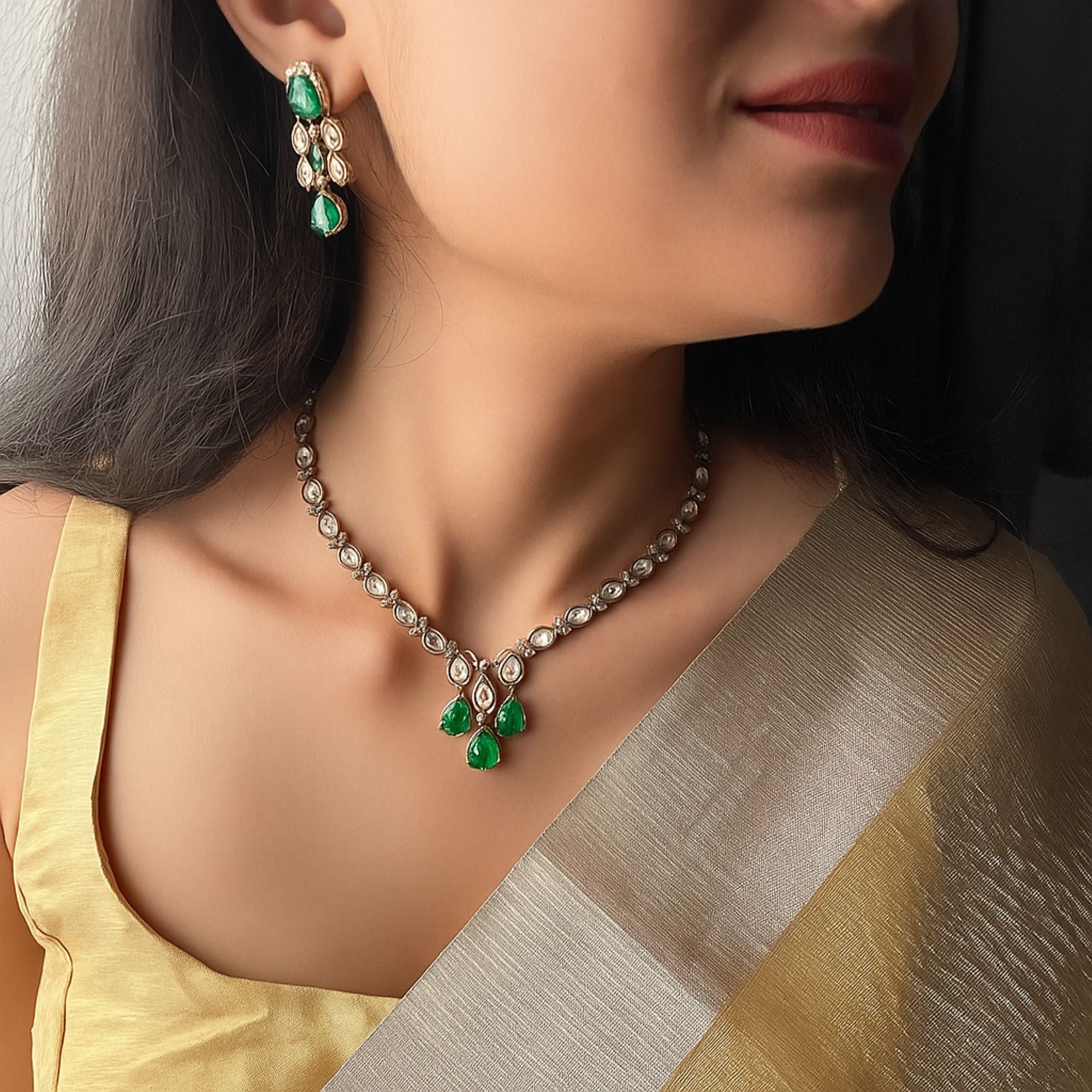 Fiza Polki Designer Necklace Set