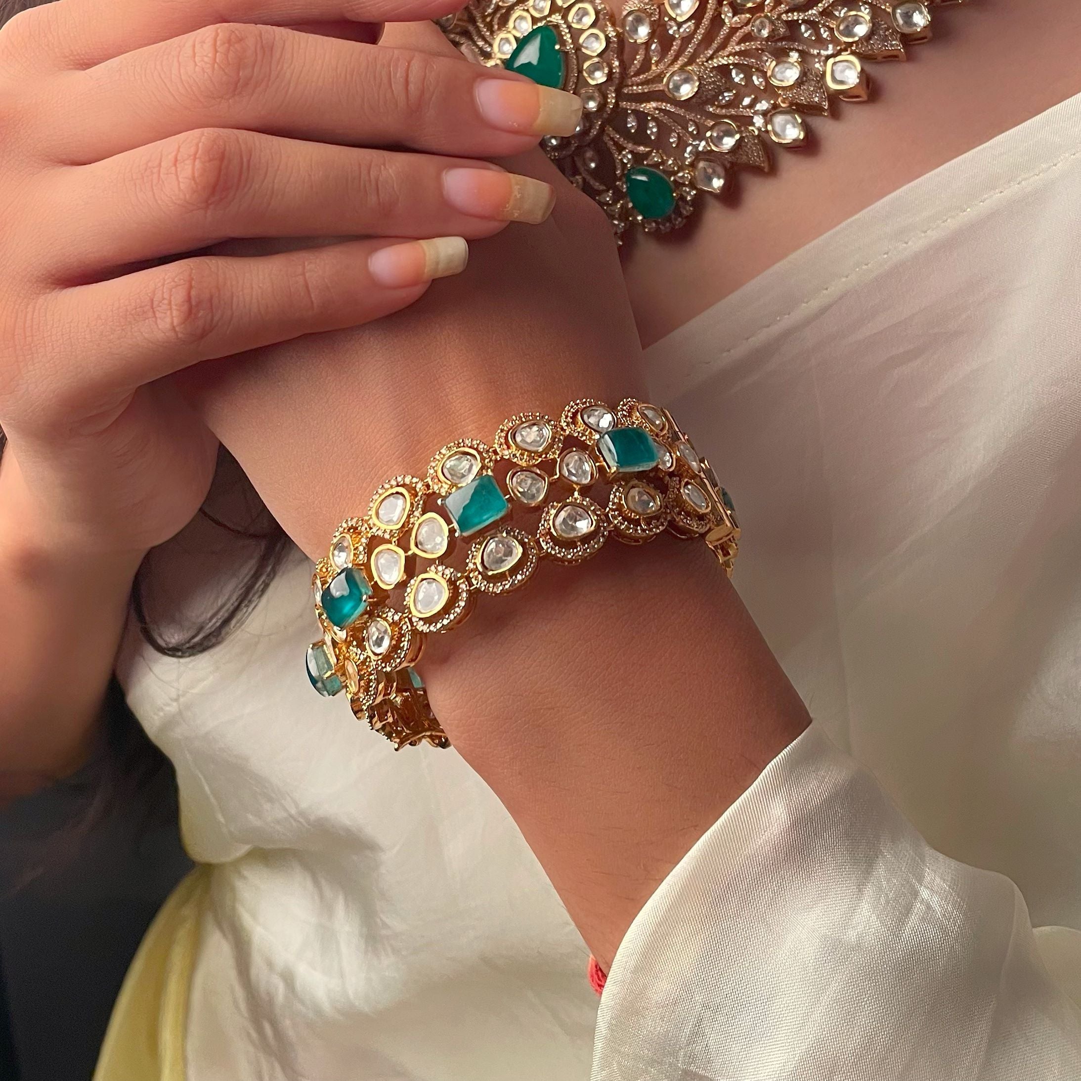 Shivika Emerald Green Moissanite Bracelet