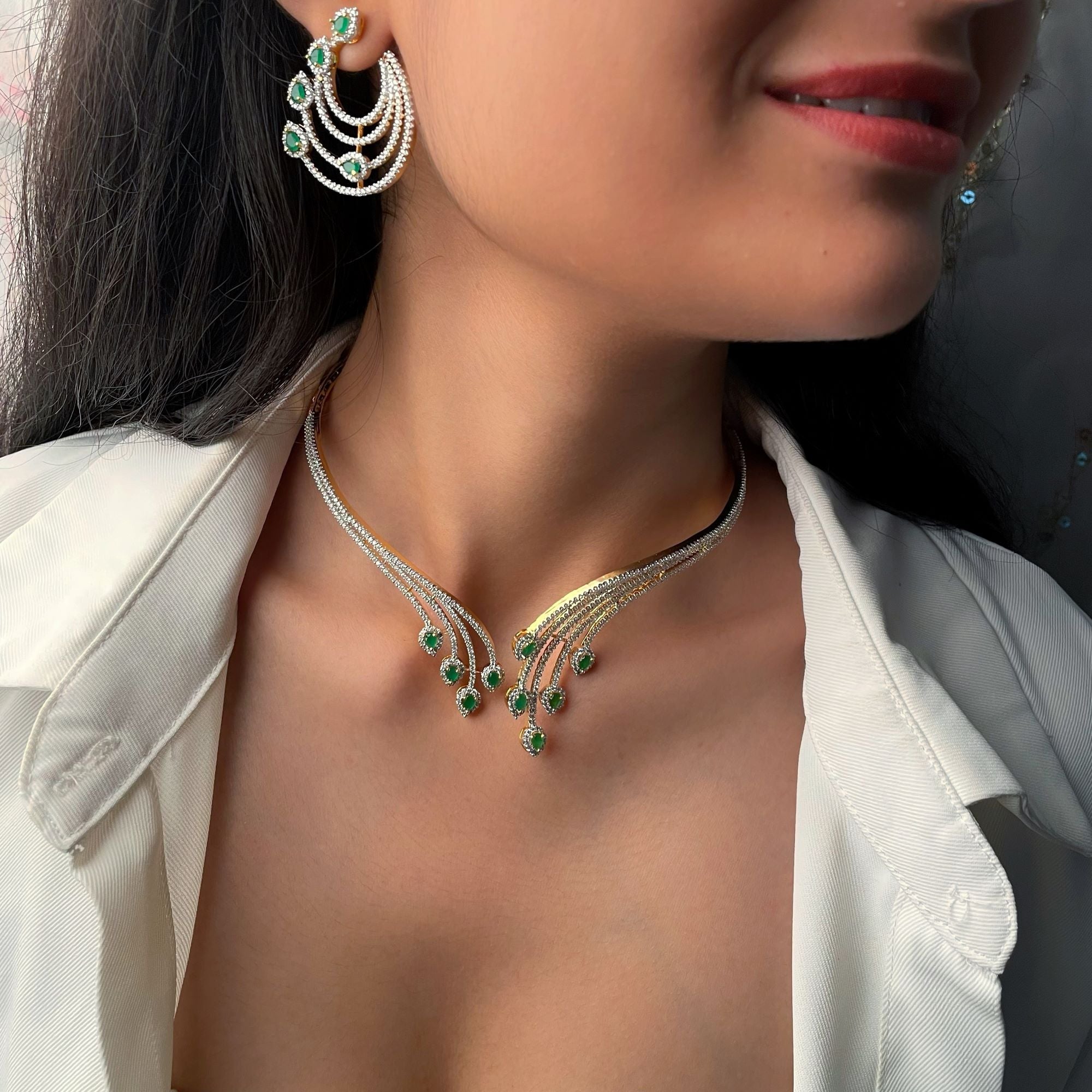 Doozi Emerald Green Designer Necklace Set