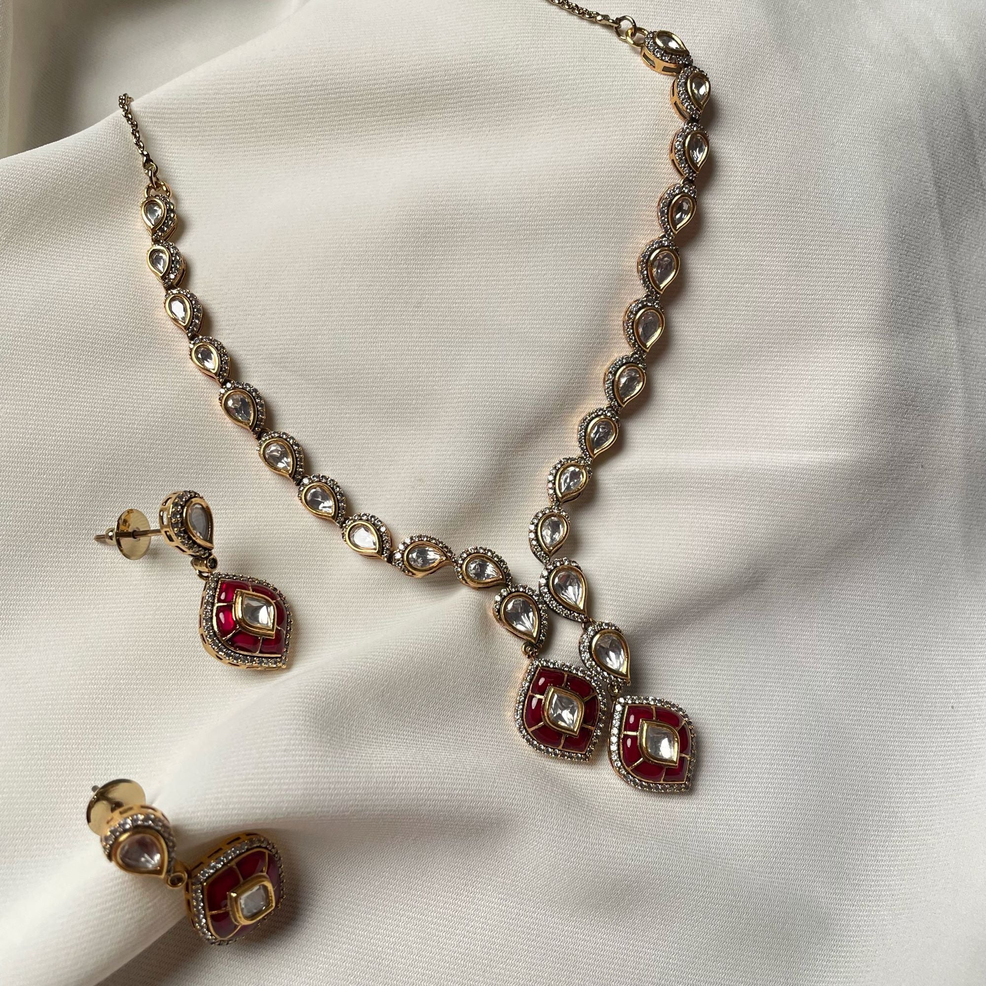 Ragini Ruby Polki Designer Necklace Set