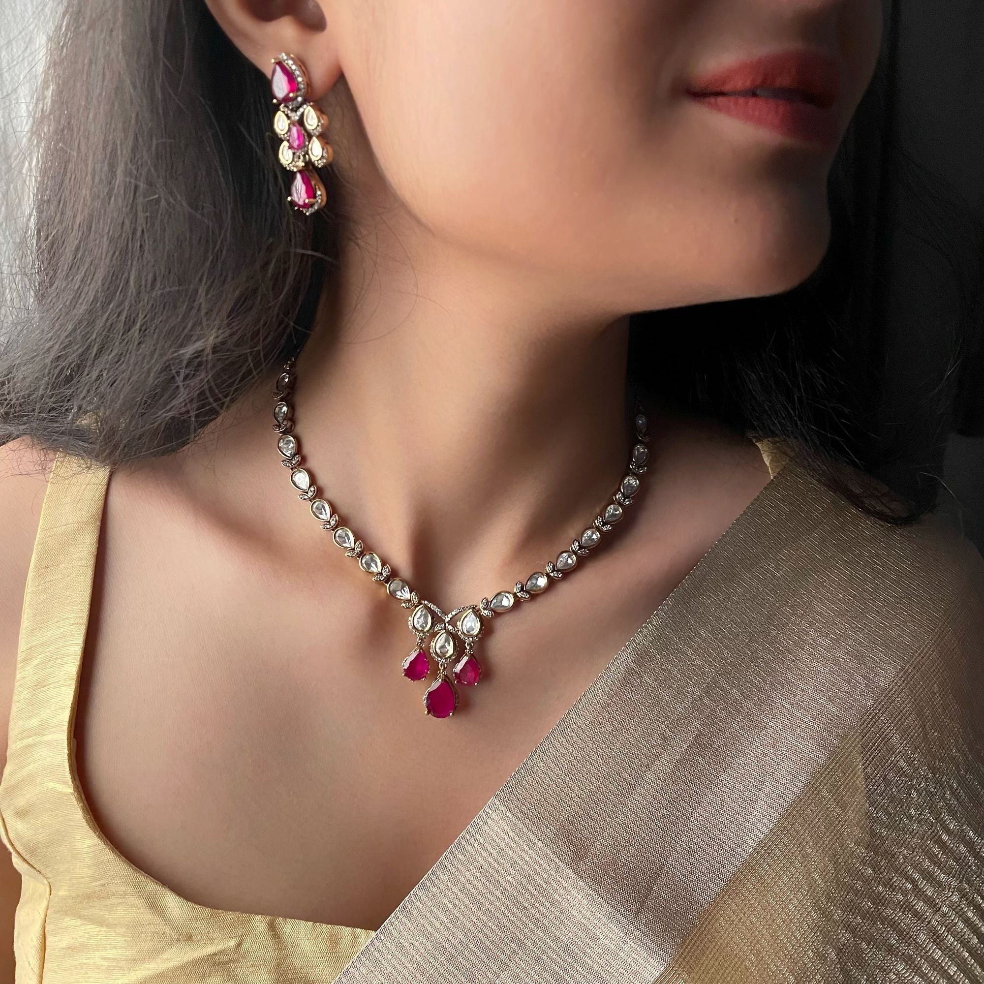 Fiza Polki Designer Necklace Set