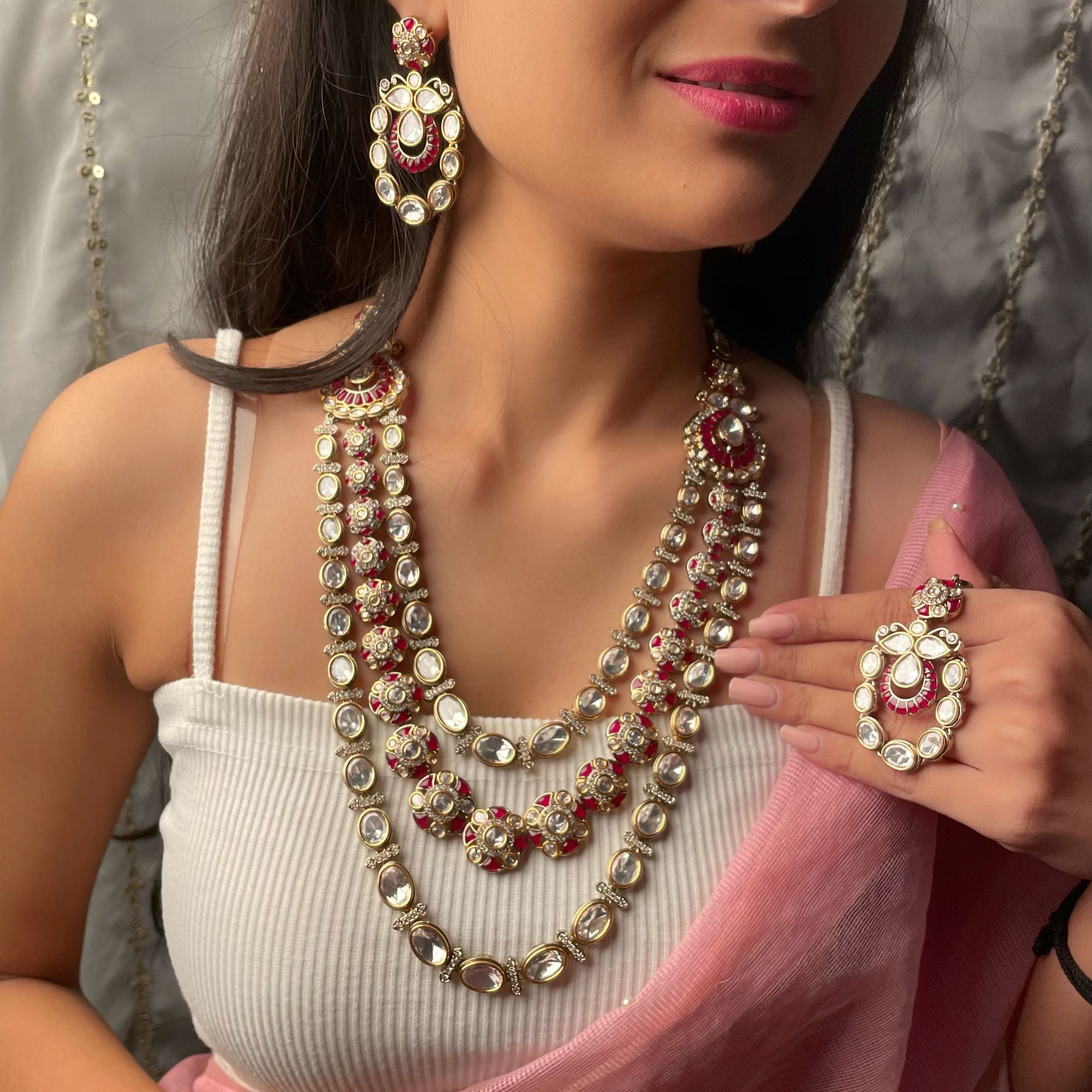 Samisha Bridal Polki Layered Necklace Set