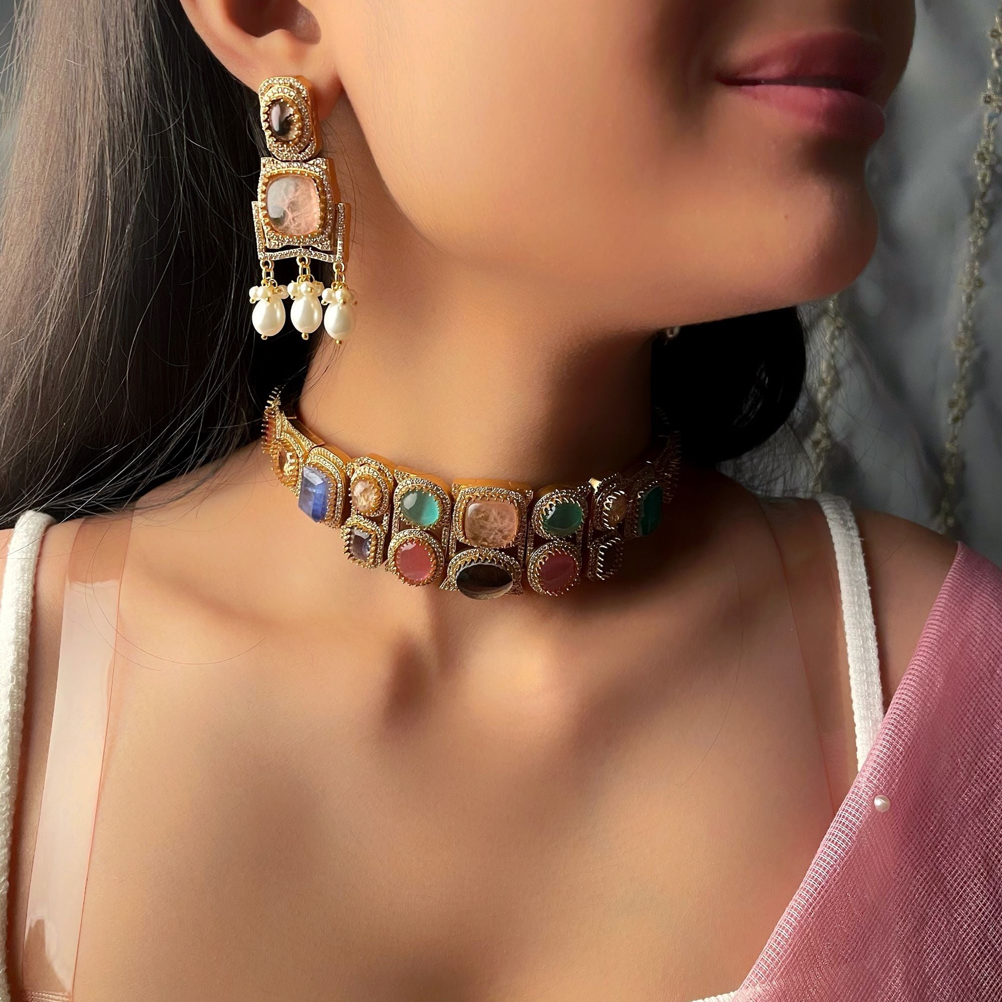 Adhvina Navratan Sabyasachi Choker Set