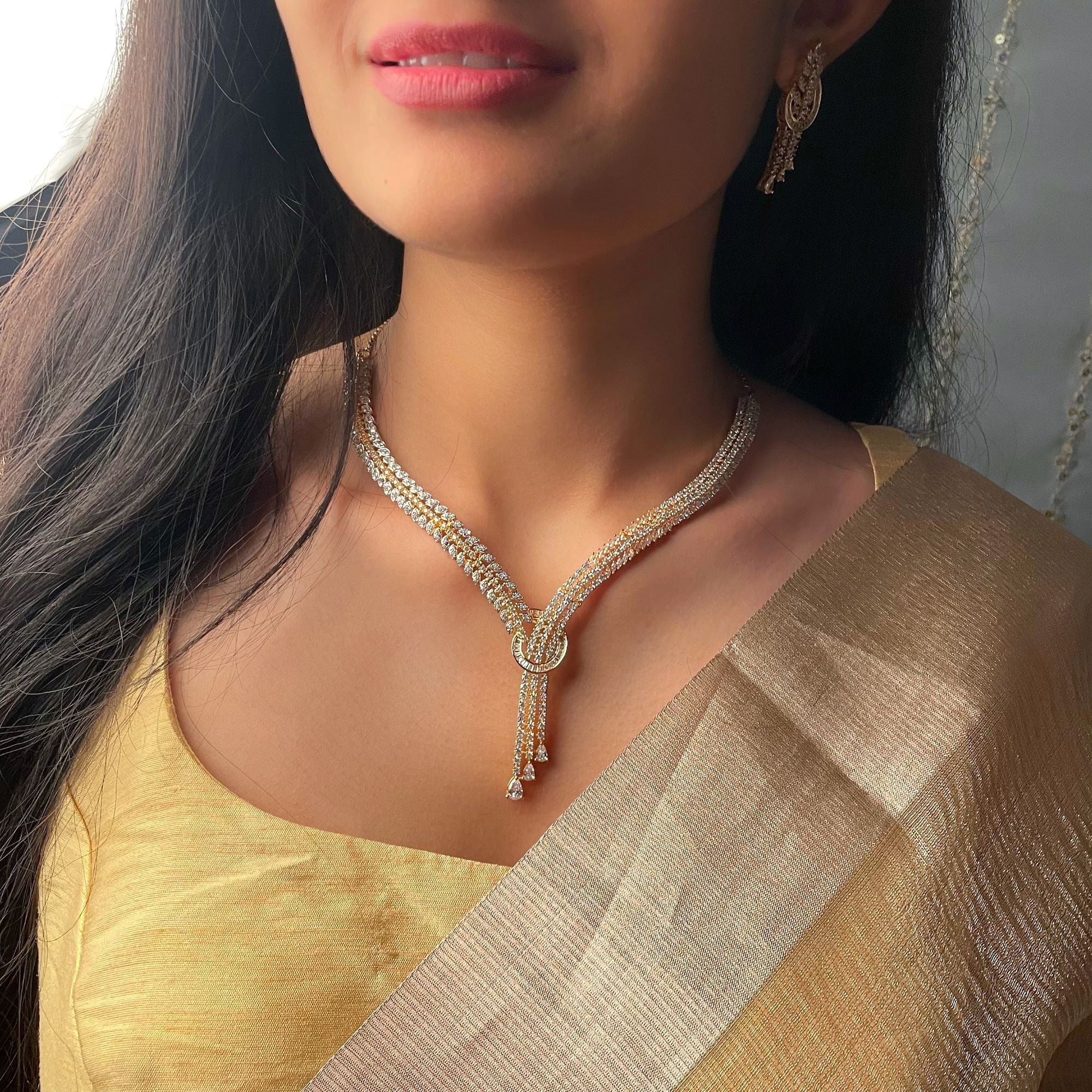 Isla Knot CZ Designer Necklace Set