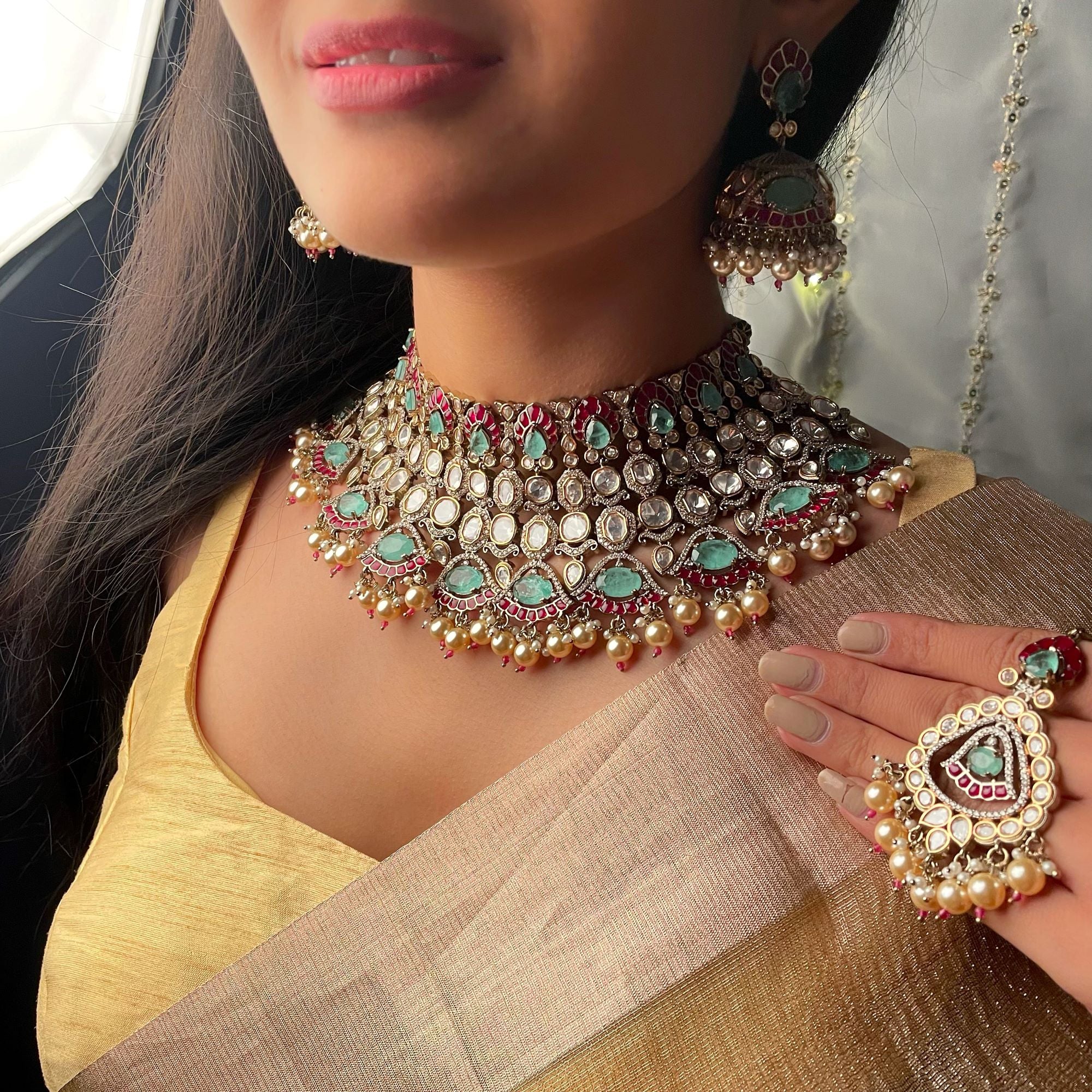 Surabhi Pearl Polki Bridal Necklace Set