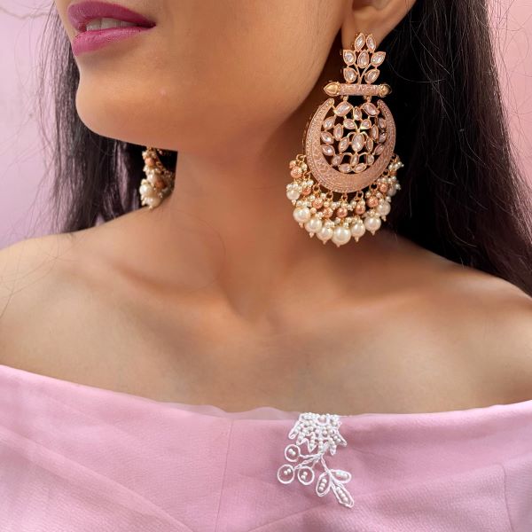 Vriddhi White Meenakari Chandbalis