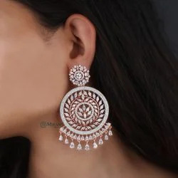 Mirana Jewels MJER21E036 Rose Gold finish CZ Chandbalis