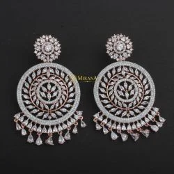 Mirana Jewels MJER21E036 Rose Gold finish CZ Chandbalis