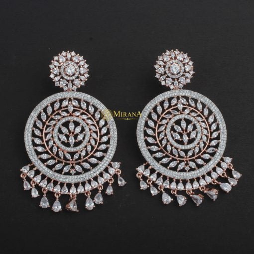 Mirana Jewels MJER21E036 Rose Gold finish CZ Chandbalis