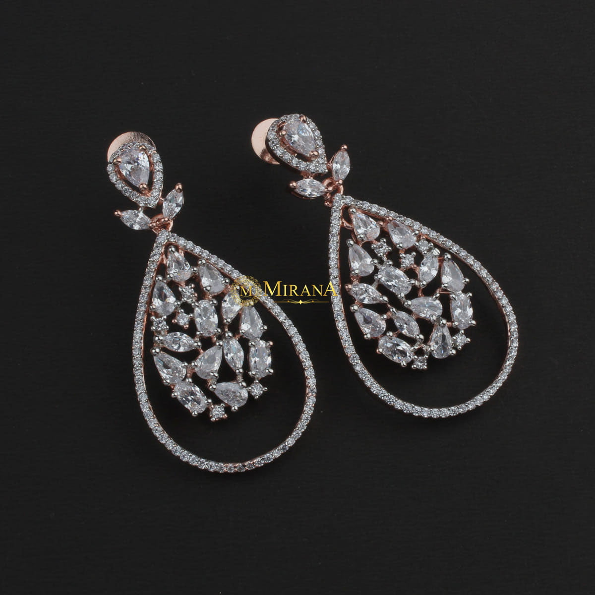 Gold-Plated Drop Earrings | Long Jhalar Fancy Earing | Contemporary White  Diamante Crystal Studded Gold-