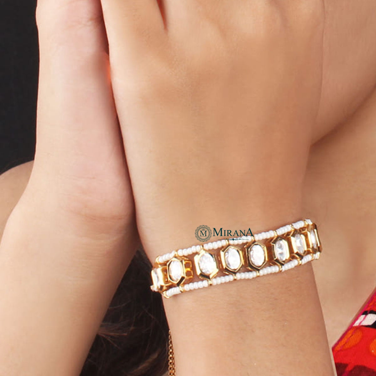 Women's steel bracelet gilded with fine gold double chain Valentine's heart