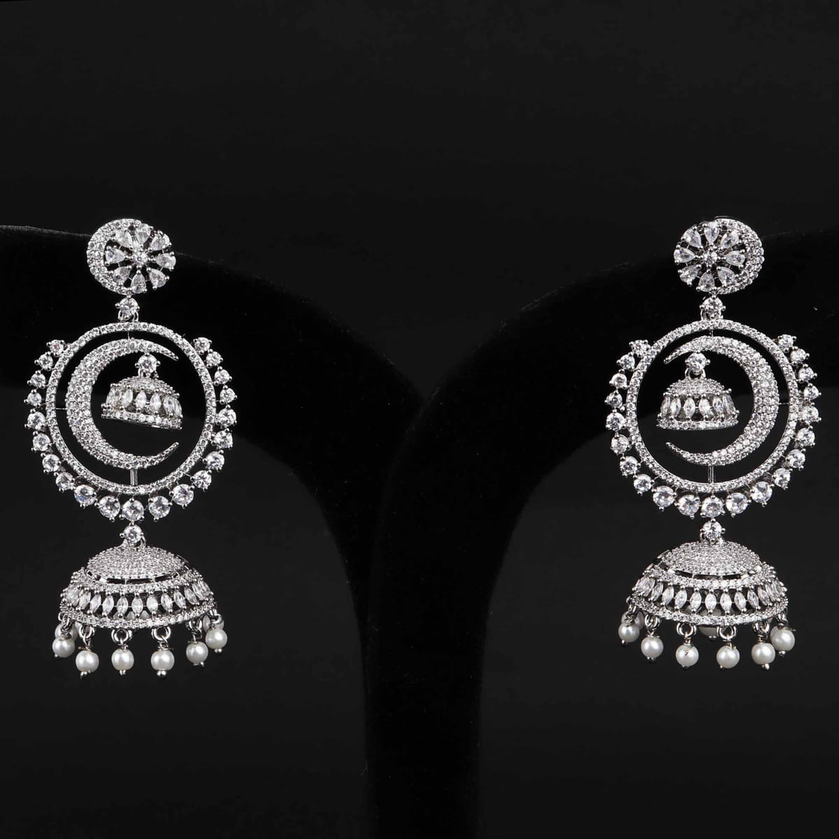 Diamond jhumka diamond buttalu diamond earrings emerald stones diamond –  Nihira