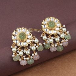 MJER21E134-2-Pastel-Pink-Flower-Polki-Studs-With-Pretty-Hangings-Gold-Mint-Green-Color-Look-3.jpg