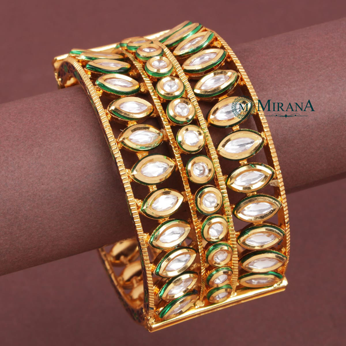 Designer Antique Golden Kundan Bracelet Fort Women By Gehna Shop