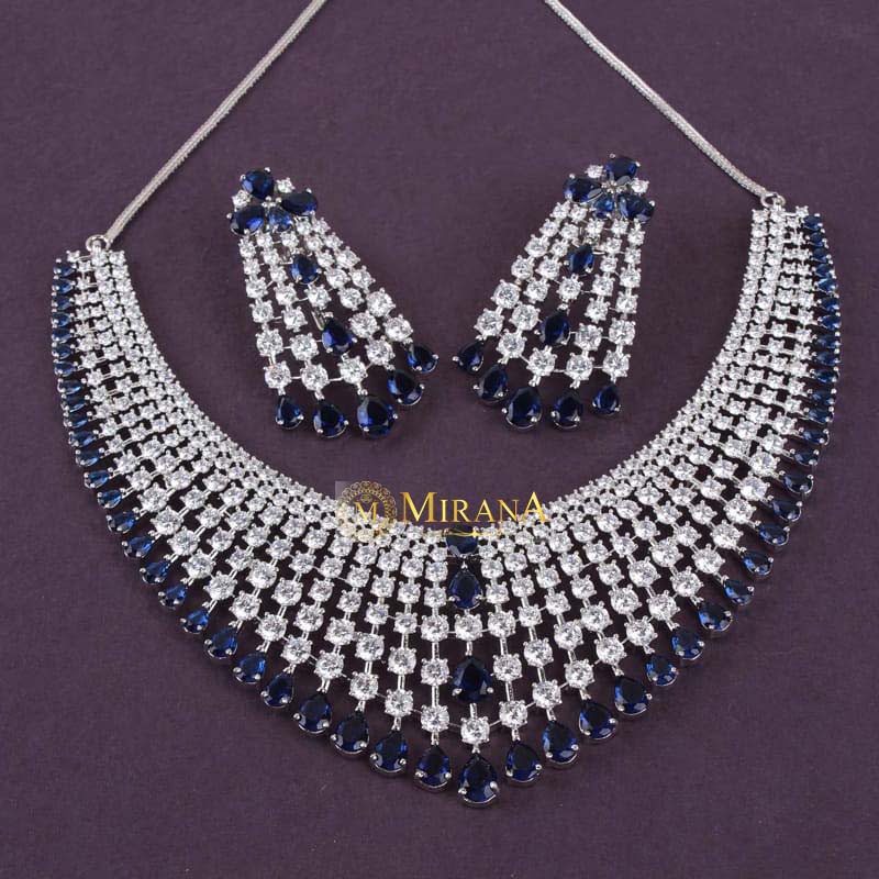 Senorita Blue Colored Bridal Necklace Set | Mirana