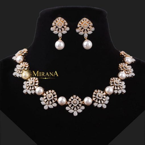 Ovie Pearl Designer Necklace Set | Mirana
