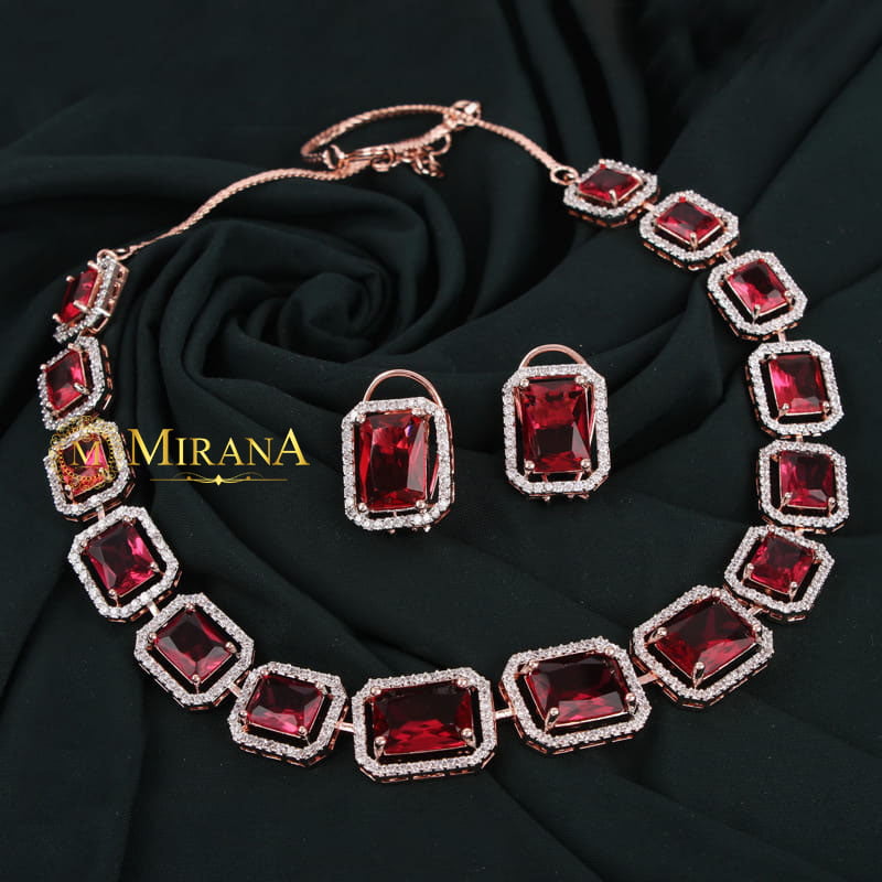 Vienna Oval Rhinestone Y Drop Necklace & Earring Set - Rose Gold – Sophia  Collection