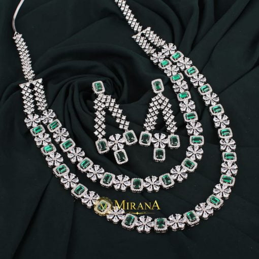 MJNK21N450-3-Cristina-Double-Layered-Green-Colored-Designer-Necklace-Set-Silver-Look-11.jpg