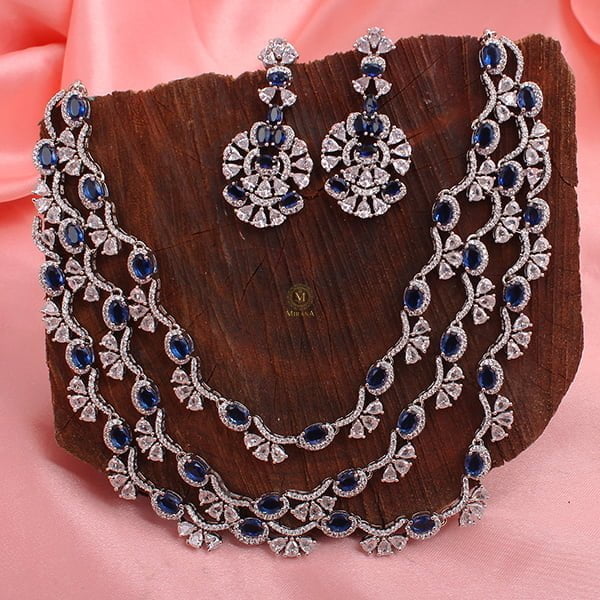 Royal Blue Diamante Bib Bold Statement Costume Necklace|Bridal Jewelry