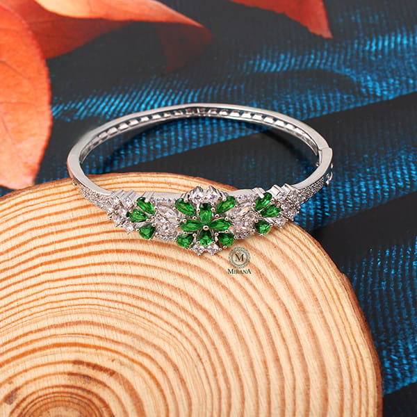 Marlowe White Enamel Bracelet with Emerald Green Cubic Zirconia |  Extraordinary Jewels | V by Laura Vann – V By Laura Vann