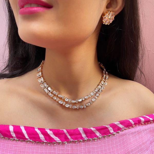 Pearl Necklace Set: Choker, Bracelet, Double-Sided Earrings – Anisa
