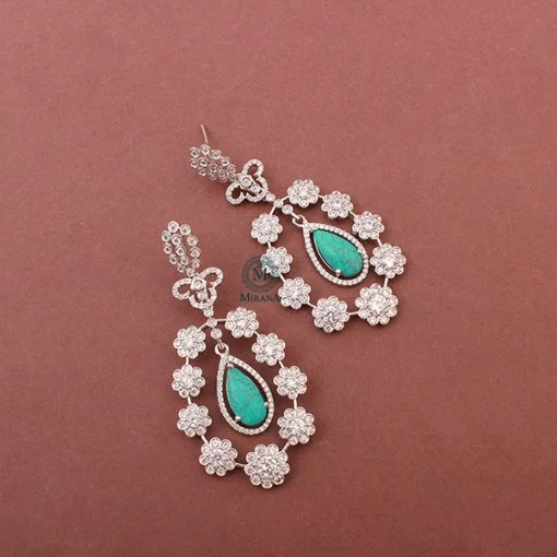 Kiera Turquoise CZ Designer Earrings - Image 10