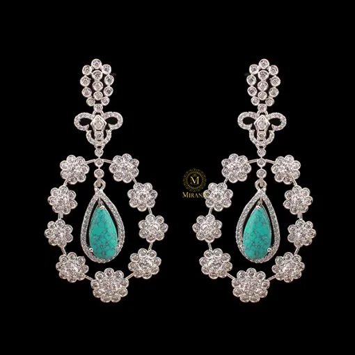 Kiera Turquoise CZ Designer Earrings - Image 8