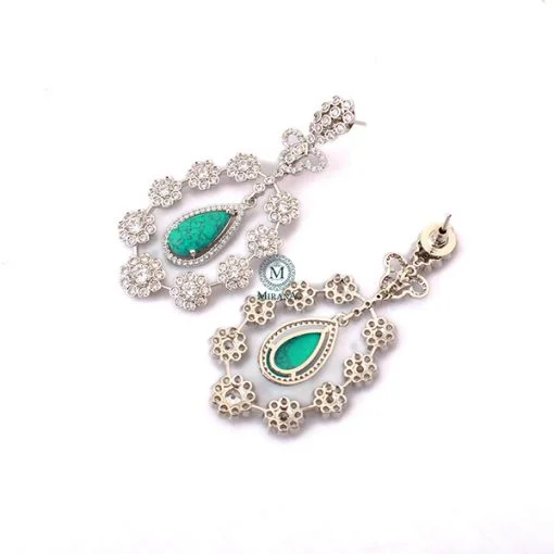 Kiera Turquoise CZ Designer Earrings - Image 9