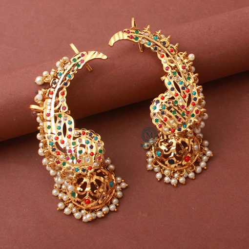 Varya Multi Colour Pearl Jadau Earrings - Image 2